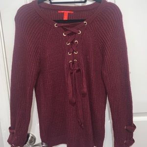 Maroon Tie Up Sweater